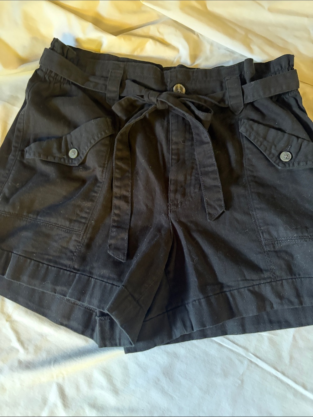 Old Navy Black High-Rise Tie-Waist Utility Shorts